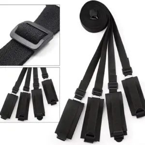 Bed Restraints Kit – Adjustable Wrist & Thigh Cuffs + Under-Bed Straps, BDSM Bedroom Bondage Set 6