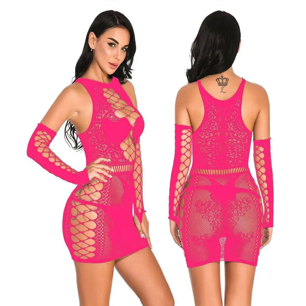 Black Sheer Open Crotch Long Sleeve Bodysuit – Sexy Crotchless Body Stocking Lingerie 20 2733786522